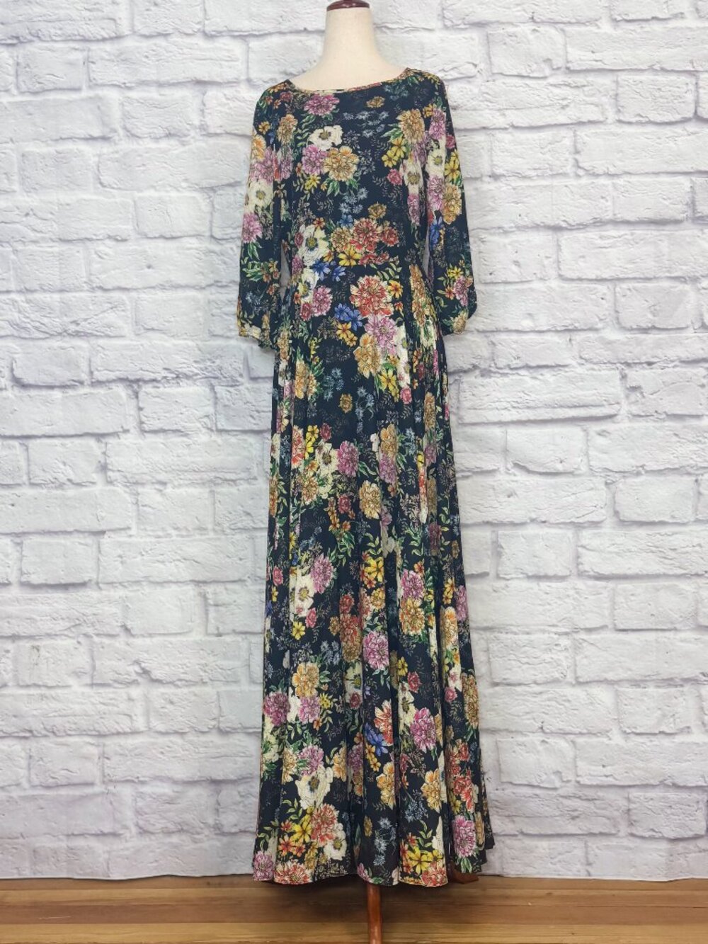 Anthropologie Yumi Kim Woodstock Black Floral Maxi Dress
